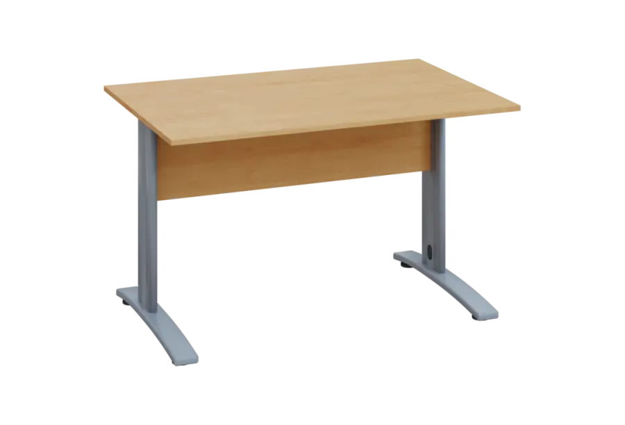 EPK 18 - 12 stůl kancelářský, kovová podnož stříbrná, deska 18 mm, široký 1200 mm, javor horský